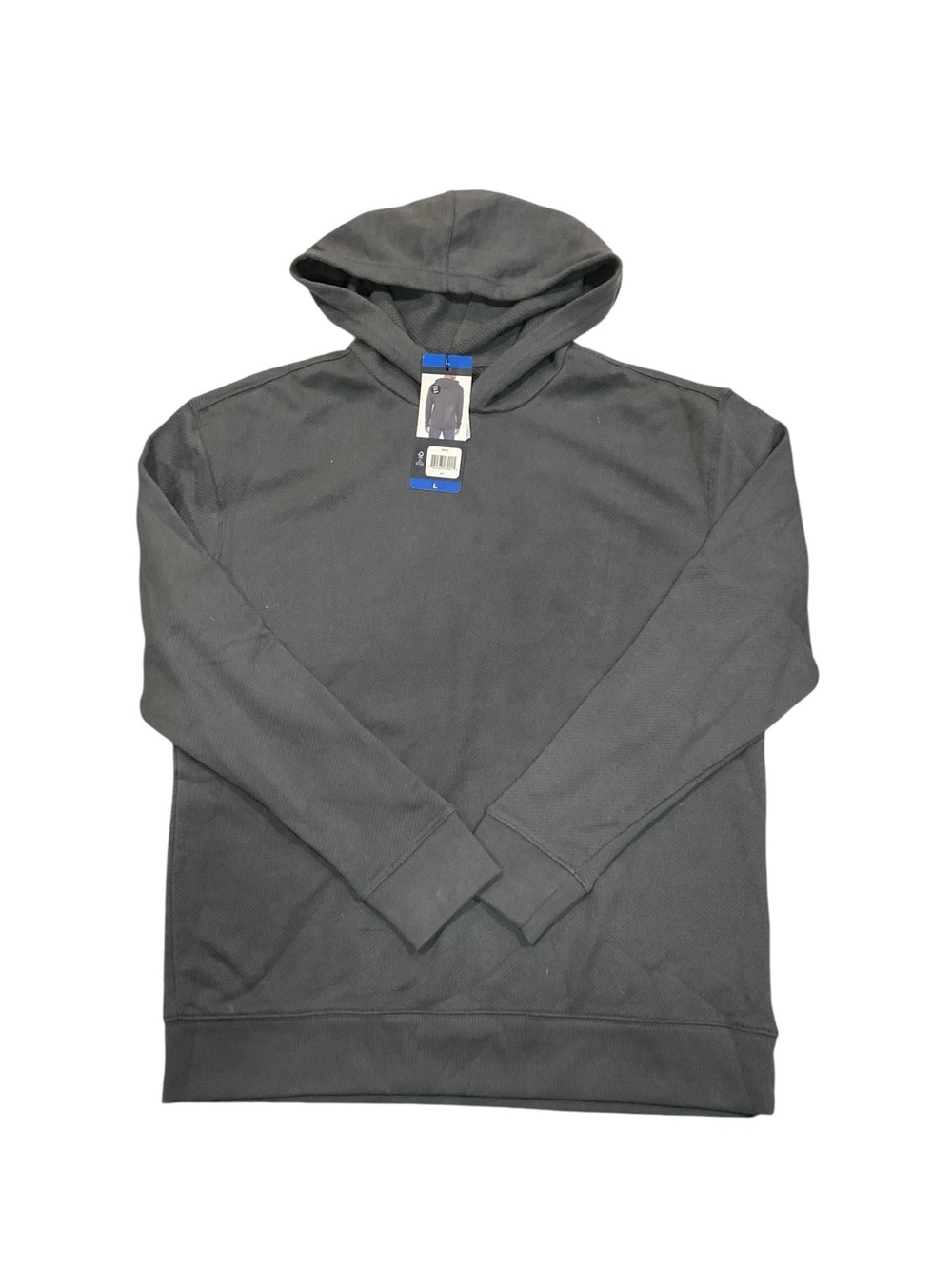 Gap Mens Waffle Knit Hoodie Charcoal Gray Pullover Sweatshirt Size L NEW
